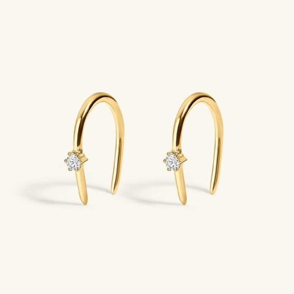 Maison Miru Shooting Star Open Hoop Earrings Gold - One Size - Picture 1 of 2